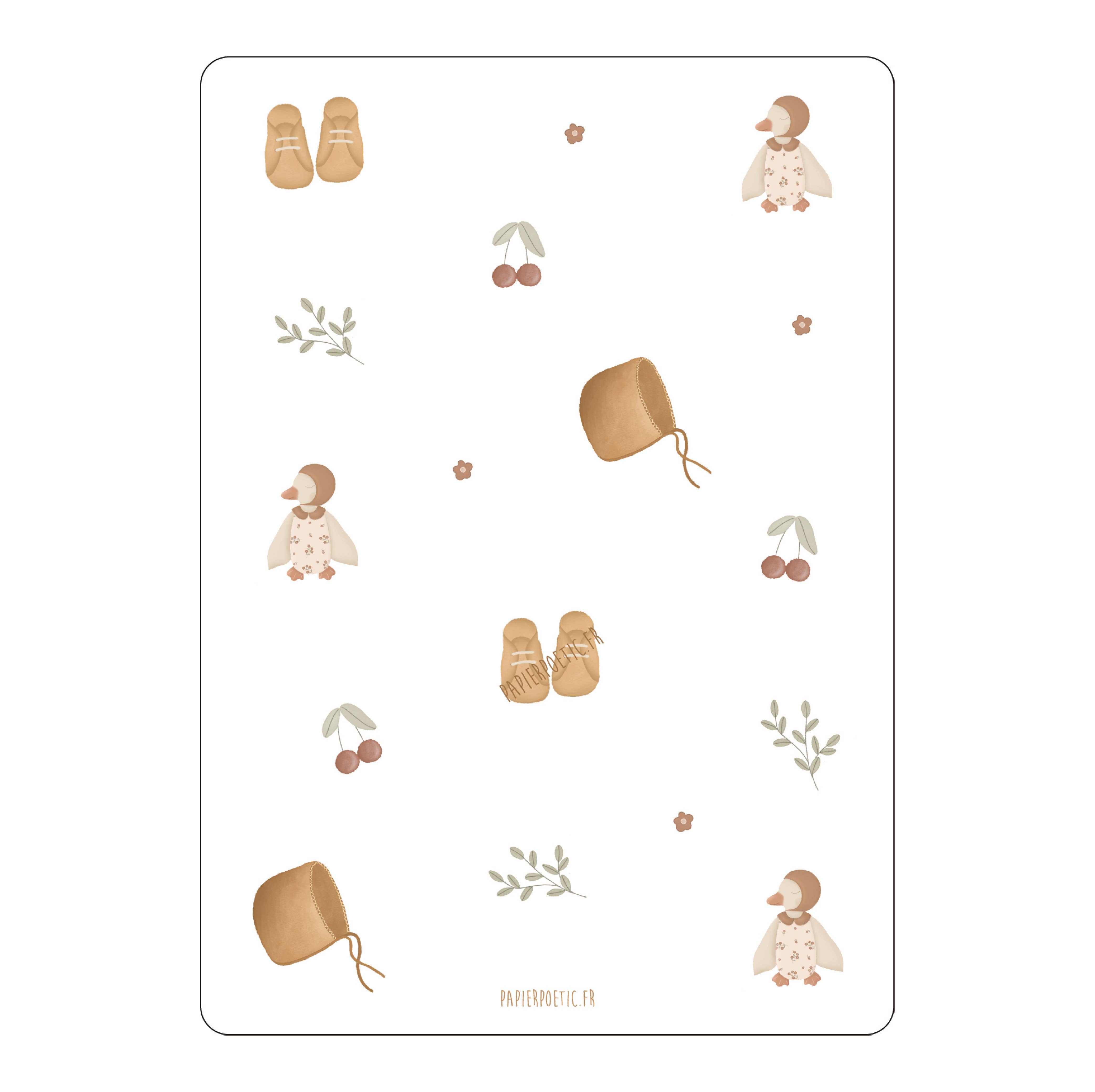 Carte/Card "Naissance Canard Ocre"