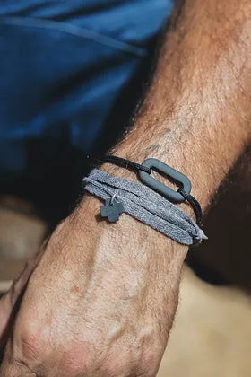 Bracelet homme croix en céramique Noire