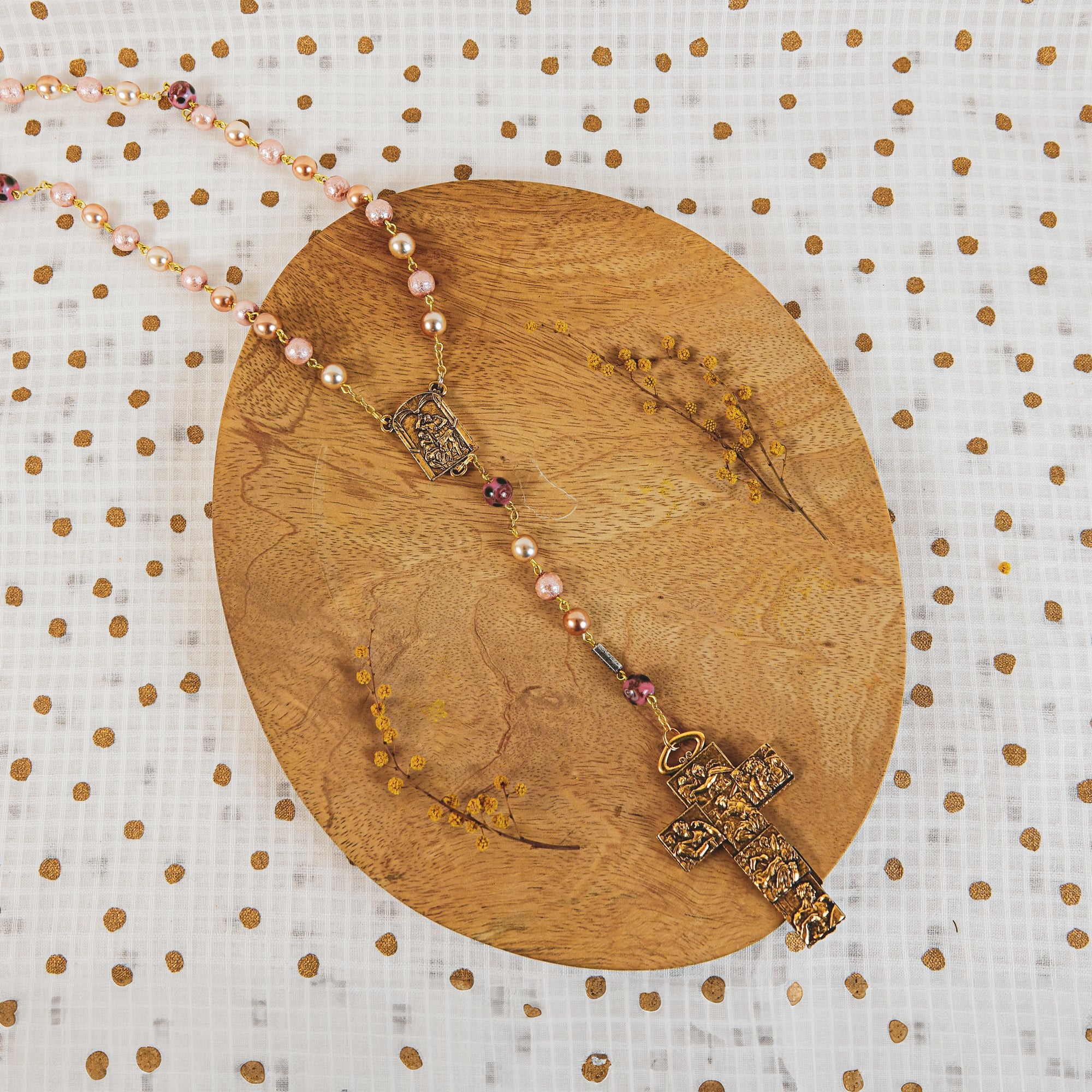 Chapelet de la Chapelle Sixtine en Bronze avec perles de verres