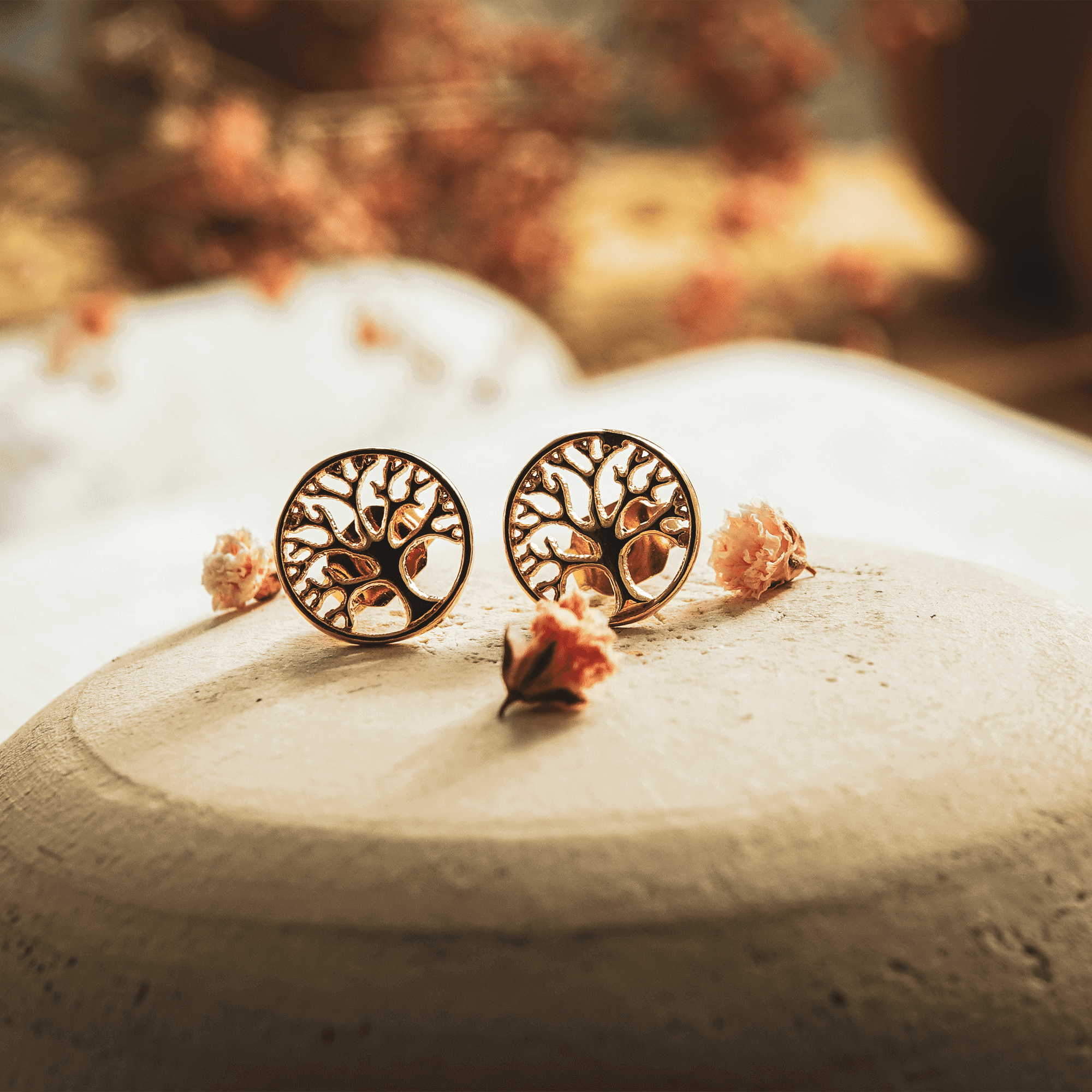 Boucles d'oreilles arbre de vie - Plaqué or