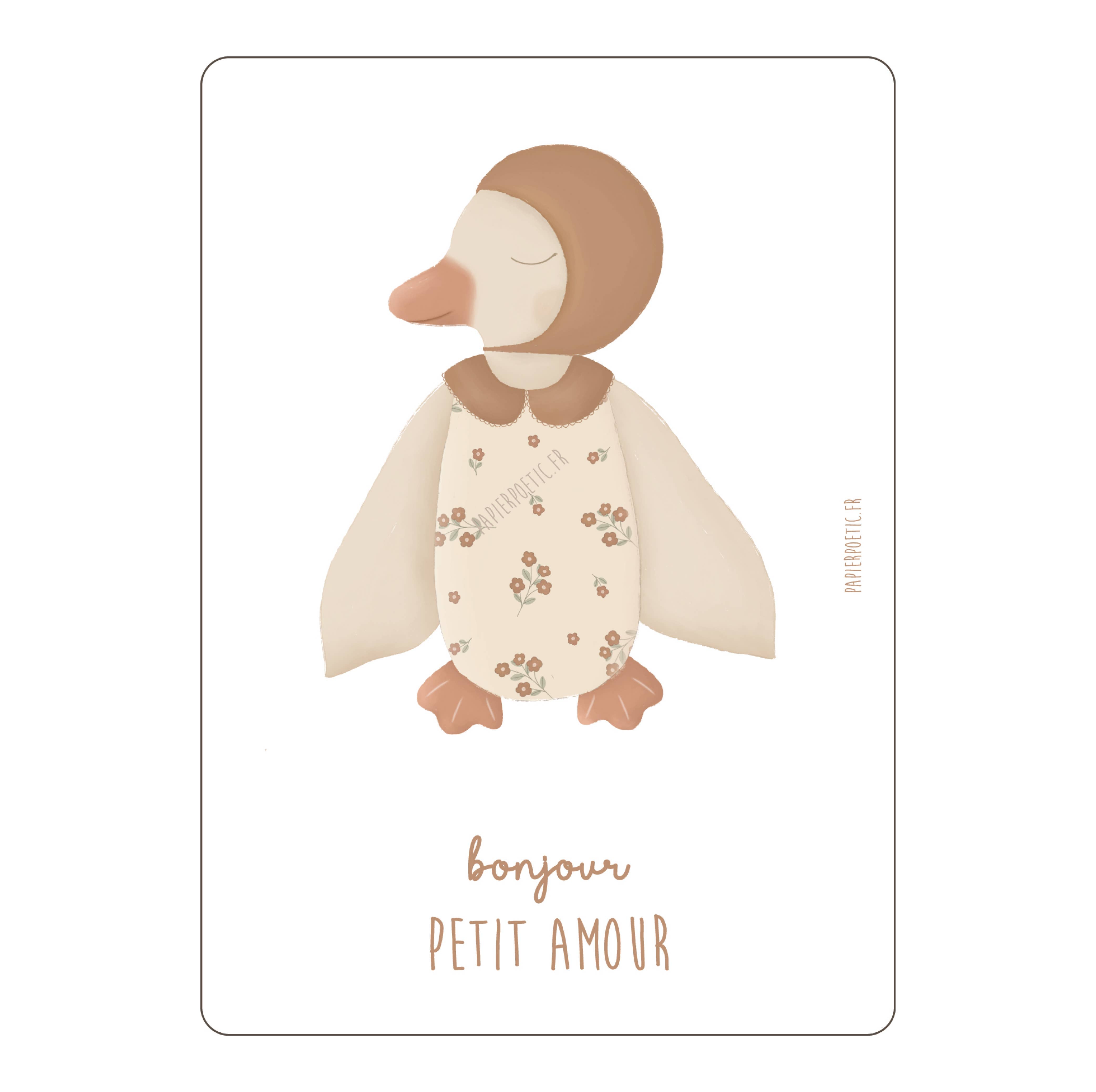 Carte Postale / Card "Doudou Canard Girl"