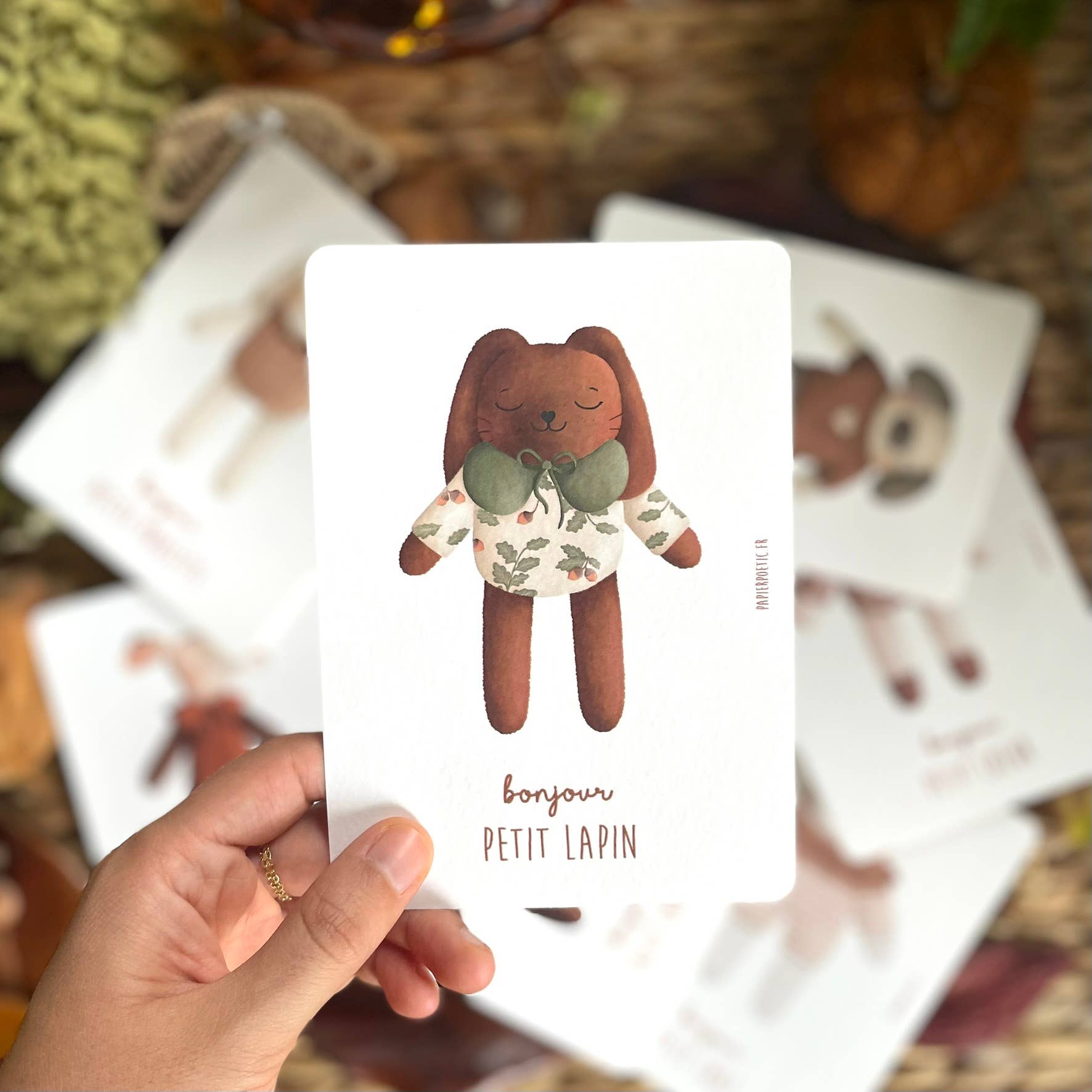 Carte Postale / Card "Doudou Lapin marron"