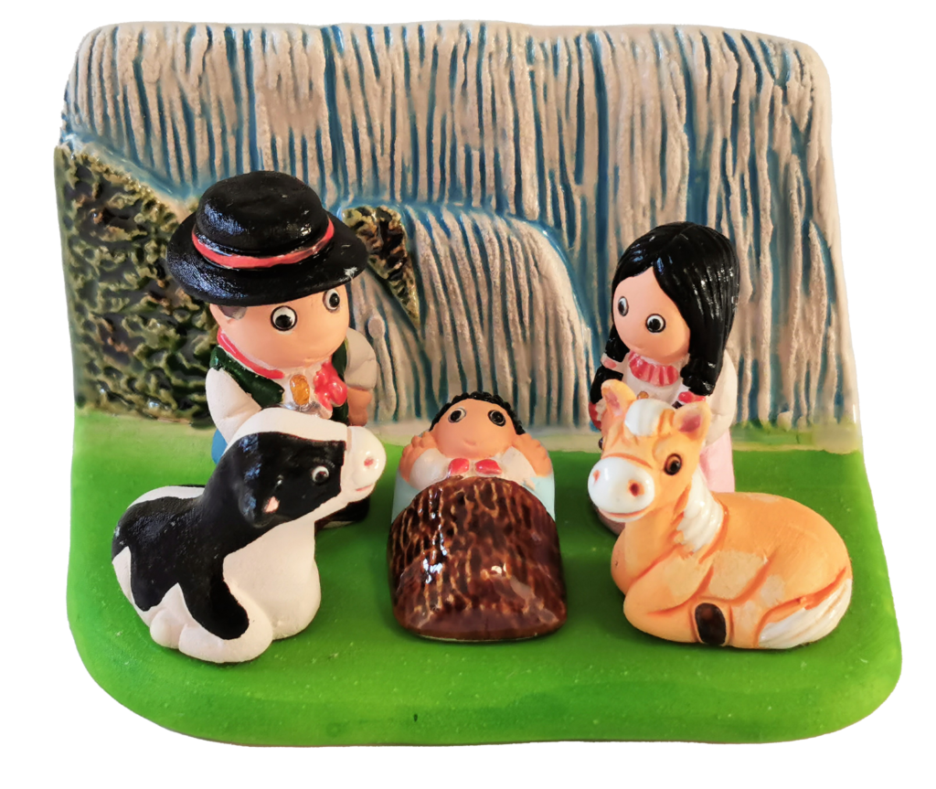 Crèche du Monde - Argentine. Collection Boutique de Fourvière : Crèches artisanales en céramique peinte à la main du Pérou, certifiées Fair Trade. Objets de décoration de Noël.