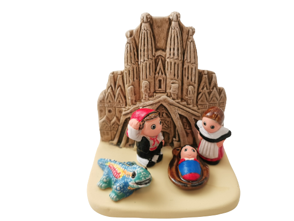 Crèche du Monde - Barcelone. Collection Boutique de Fourvière : Crèches artisanales en céramique peinte à la main du Pérou, certifiées Fair Trade. Objets de décoration de Noël.