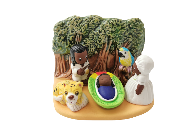 Crèche du Monde - Brésil. Collection Boutique de Fourvière : Crèches artisanales en céramique peinte à la main du Pérou, certifiées Fair Trade. Objets de décoration de Noël.