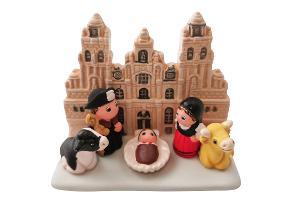 Crèche du Monde - Compostelle. Collection Boutique de Fourvière : Crèches artisanales en céramique peinte à la main du Pérou, certifiées Fair Trade. Objets de décoration de Noël.