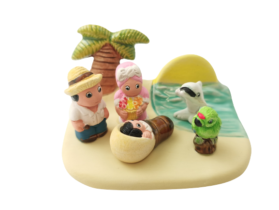 Crèche du Monde - Cuba. Collection Boutique de Fourvière : Crèches artisanales en céramique peinte à la main du Pérou, certifiées Fair Trade. Objets de décoration de Noël.