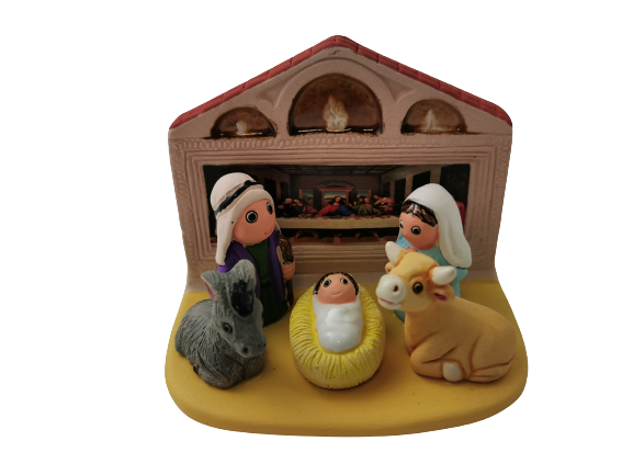 Crèche du Monde - La Cène. Collection Boutique de Fourvière : Crèches artisanales en céramique peinte à la main du Pérou, certifiées Fair Trade. Objets de décoration de Noël.