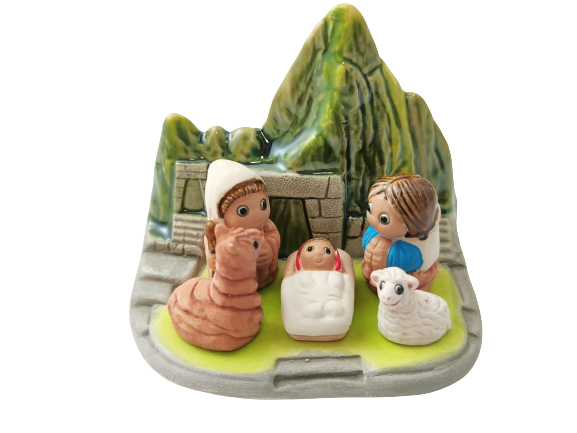 Crèche du Monde - Pérou. Collection Boutique de Fourvière : Crèches artisanales en céramique peinte à la main du Pérou, certifiées Fair Trade. Objets de décoration de Noël.