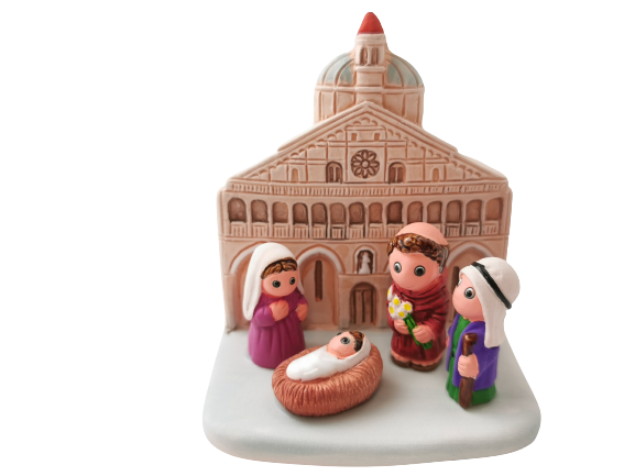 Crèche du Monde - Saint Antoine de Padoue. Collection Boutique de Fourvière : Crèches artisanales en céramique peinte à la main du Pérou, certifiées Fair Trade. Objets de décoration de Noël.