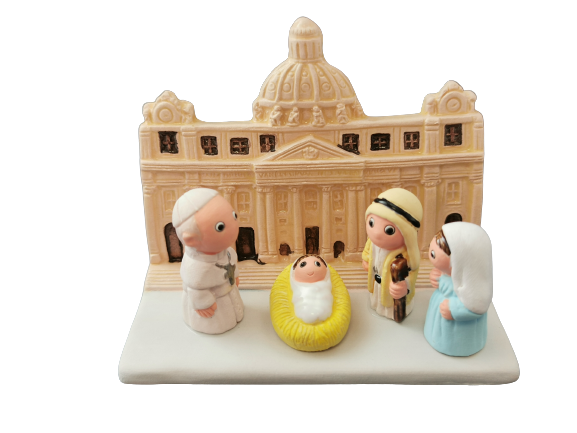 Crèche du Monde - Vatican. Collection Boutique de Fourvière : Crèches artisanales en céramique peinte à la main du Pérou, certifiées Fair Trade. Objets de décoration de Noël.