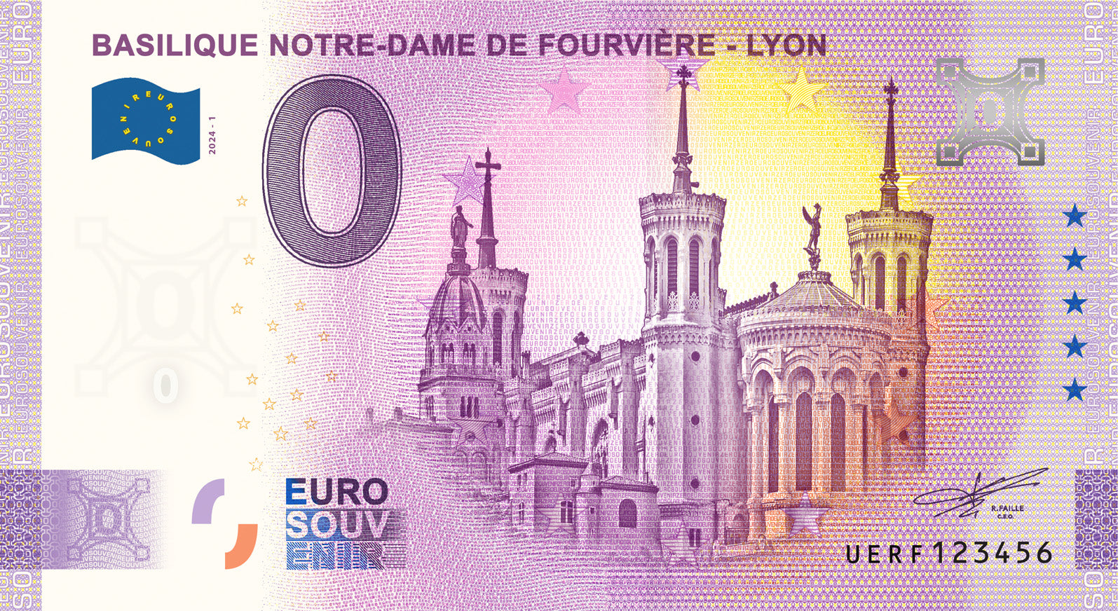 Billet souvenir Notre Dame de Fourvière Lyon