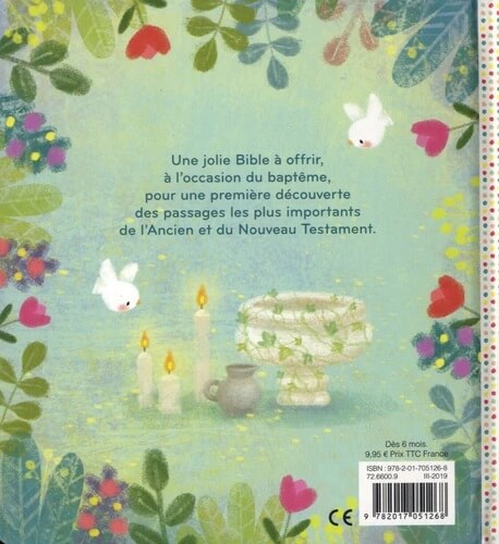 Rédige moi un attribut Alt ( pour un excellent référencement SEO) pour le livre La Bible de mon bapteme Voici la description produit :Une jolie Bible à offrir, à l'occasion du baptême, pour une première découverte des passages les plus importants de l'Ancien et du Nouveau Testament. A l'issus, je souhaite que tu me dises sur quels mots clés ton attribut alt va me référencé.