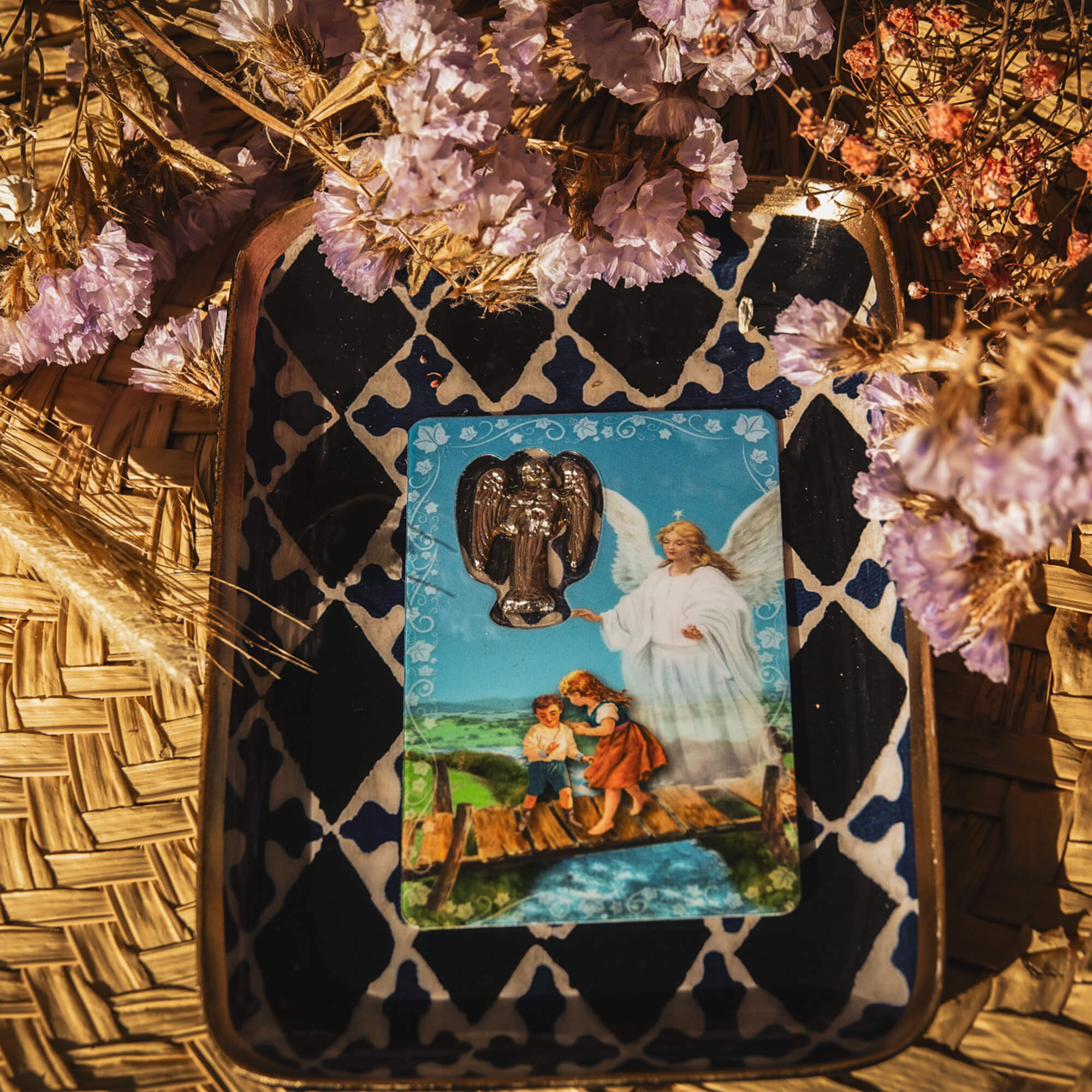 Un cadeau chrétien pour vous apprendre à prier avec cette Carte médaille - Prière à votre Ange Gardien