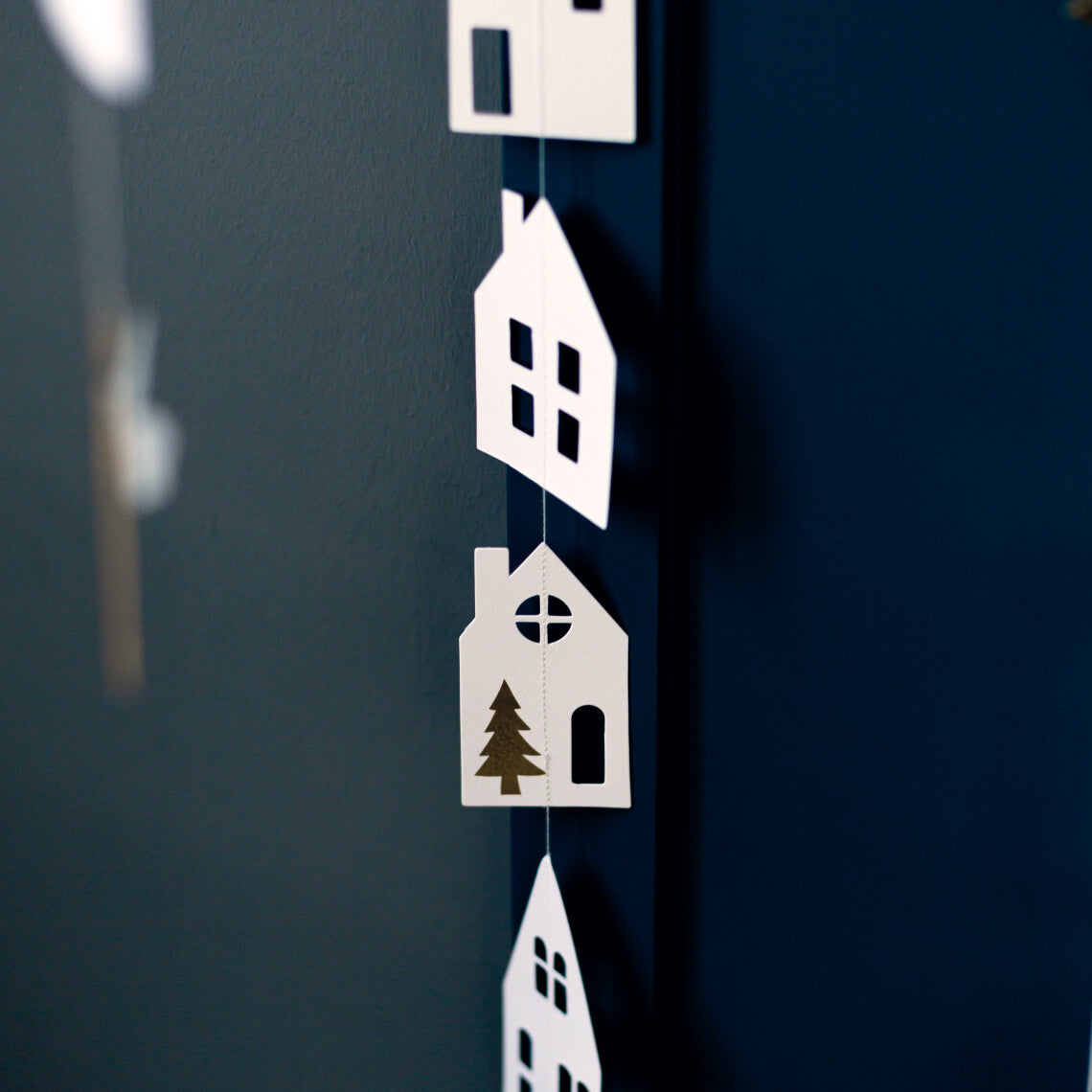 Guirlande de Noël en papier- Maisons de village- RADER