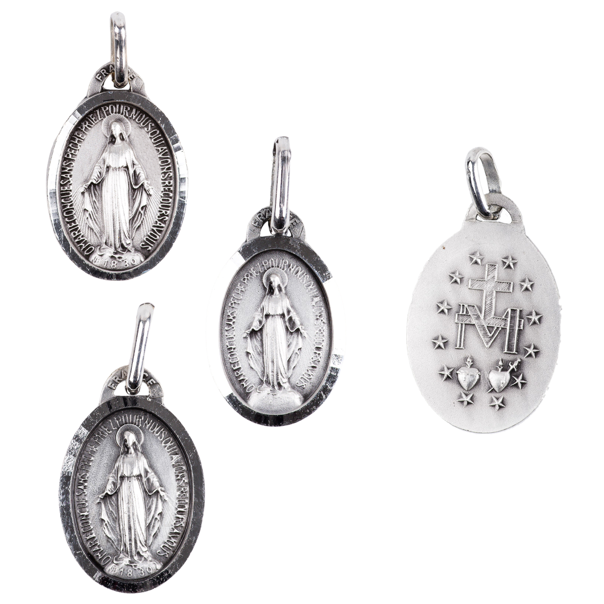 Médaille Vierge miraculeuse en argent 925, élégante bordure argentée, 17 mm, Cadeau de fête de la foi