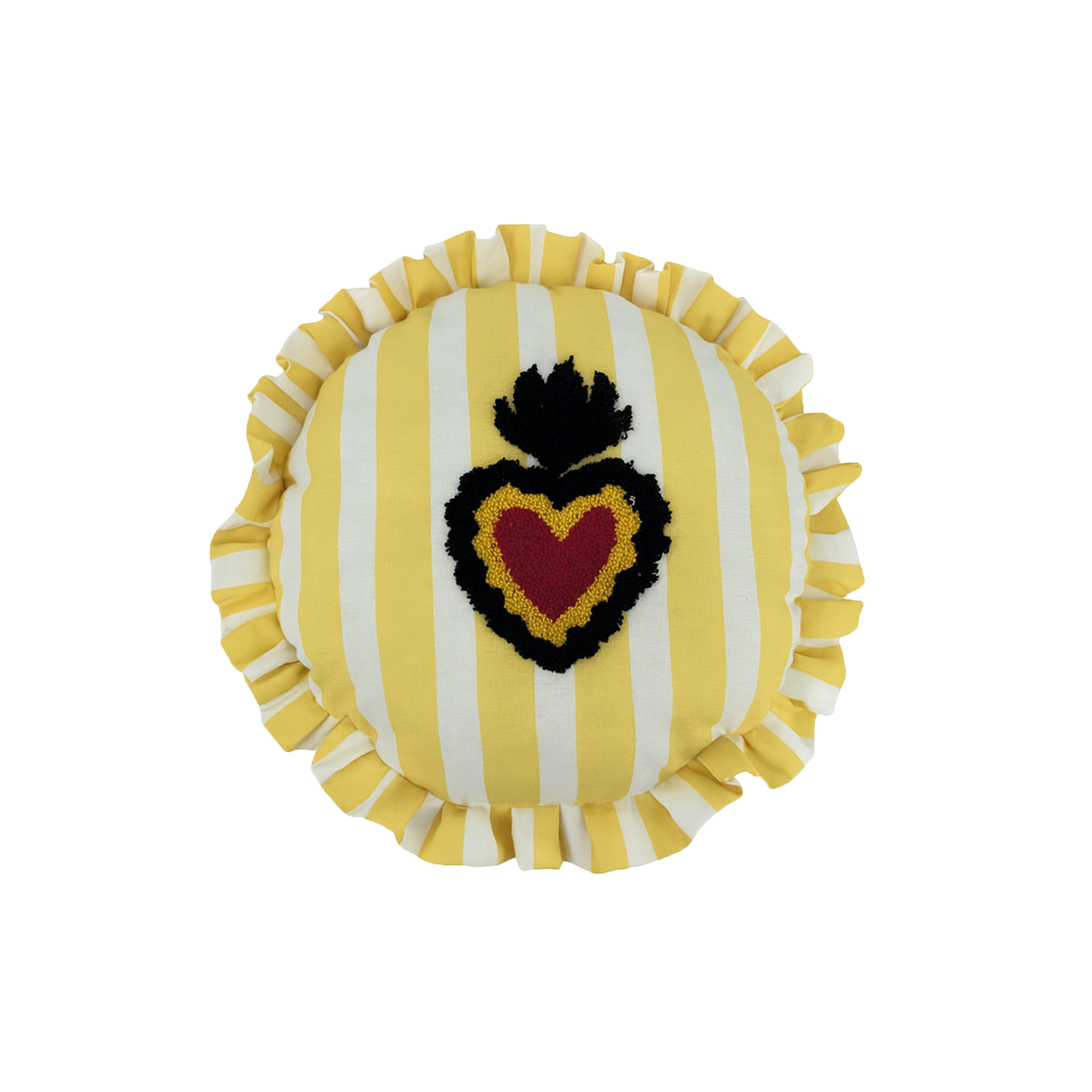 Coussin trattoria cœur jaune D42cm