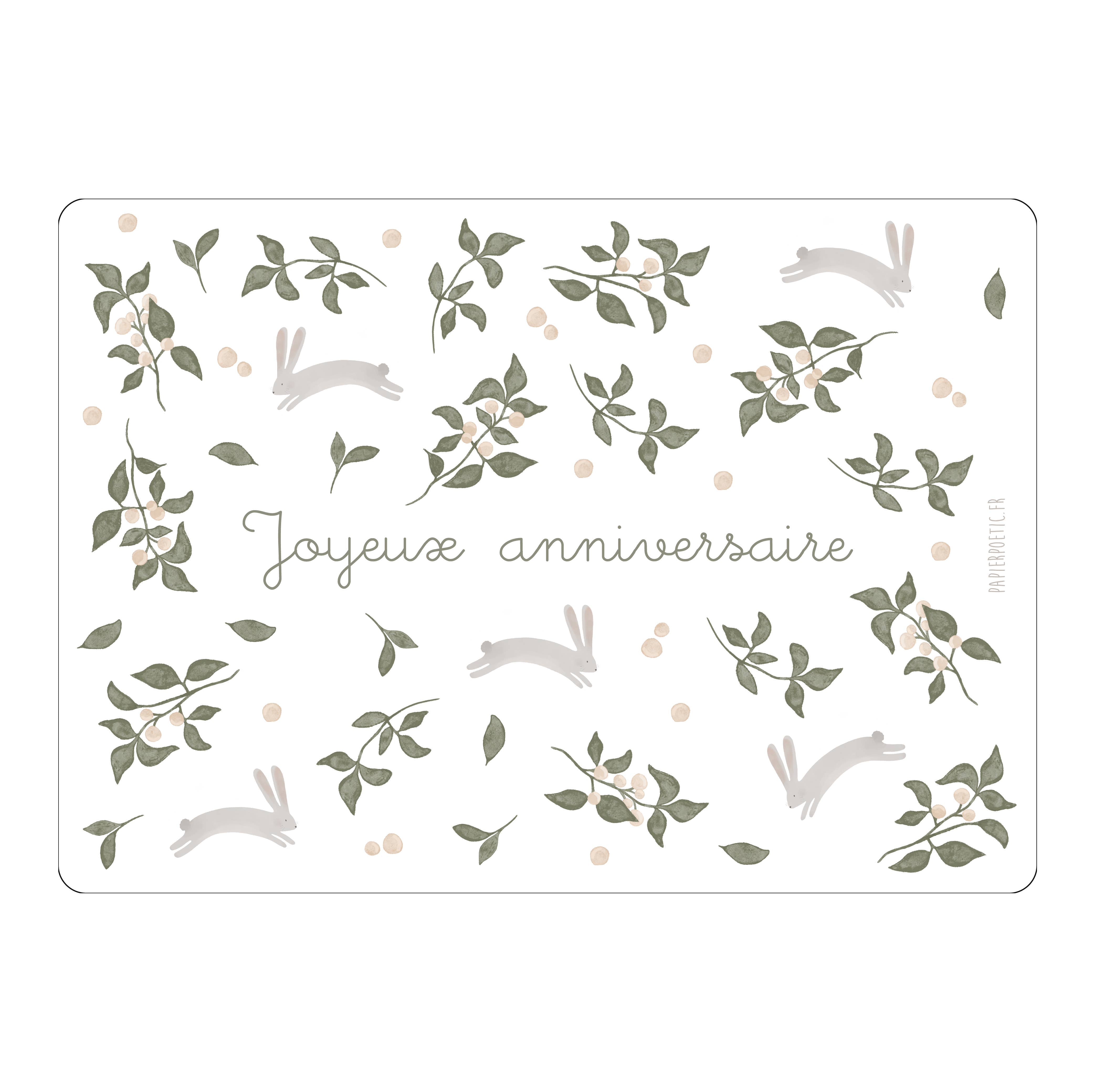 Carte Postale / Card "Anniversaire Lapins fleuris"