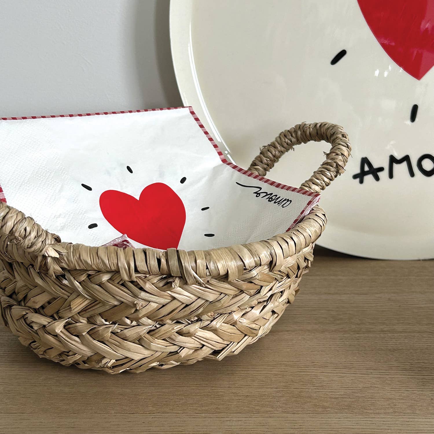 Serviette papier cœur rouge x20