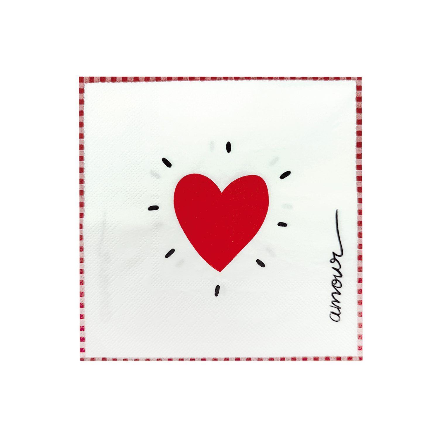 Serviette papier cœur rouge x20