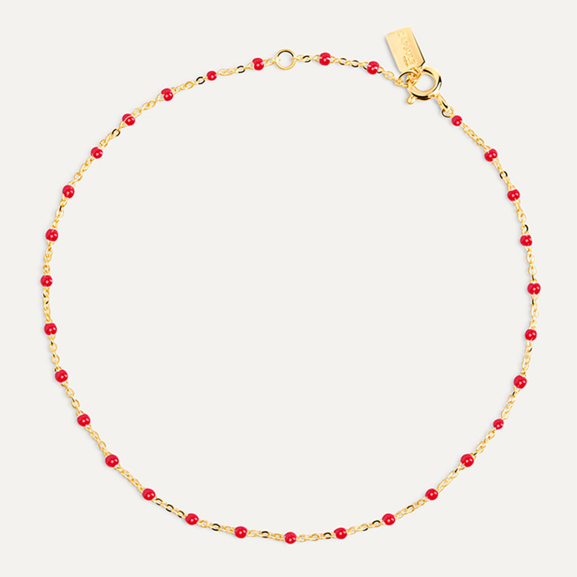 Bracelet plaqué or - Résine colorée : Rouge