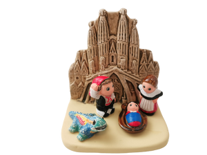 Crèche du Monde - Barcelone. Collection Boutique de Fourvière : Crèches artisanales en céramique peinte à la main du Pérou, certifiées Fair Trade. Objets de décoration de Noël.