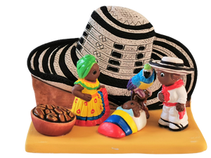 Crèche du Monde - Colombie. Collection Boutique de Fourvière : Crèches artisanales en céramique peinte à la main du Pérou, certifiées Fair Trade. Objets de décoration de Noël.
