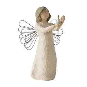 Figurine Willow Tree Angel of Hope, ange de l'espoir, symbole d'espoir et de guérison, bougie en feuille d'or, résine peinte à la main