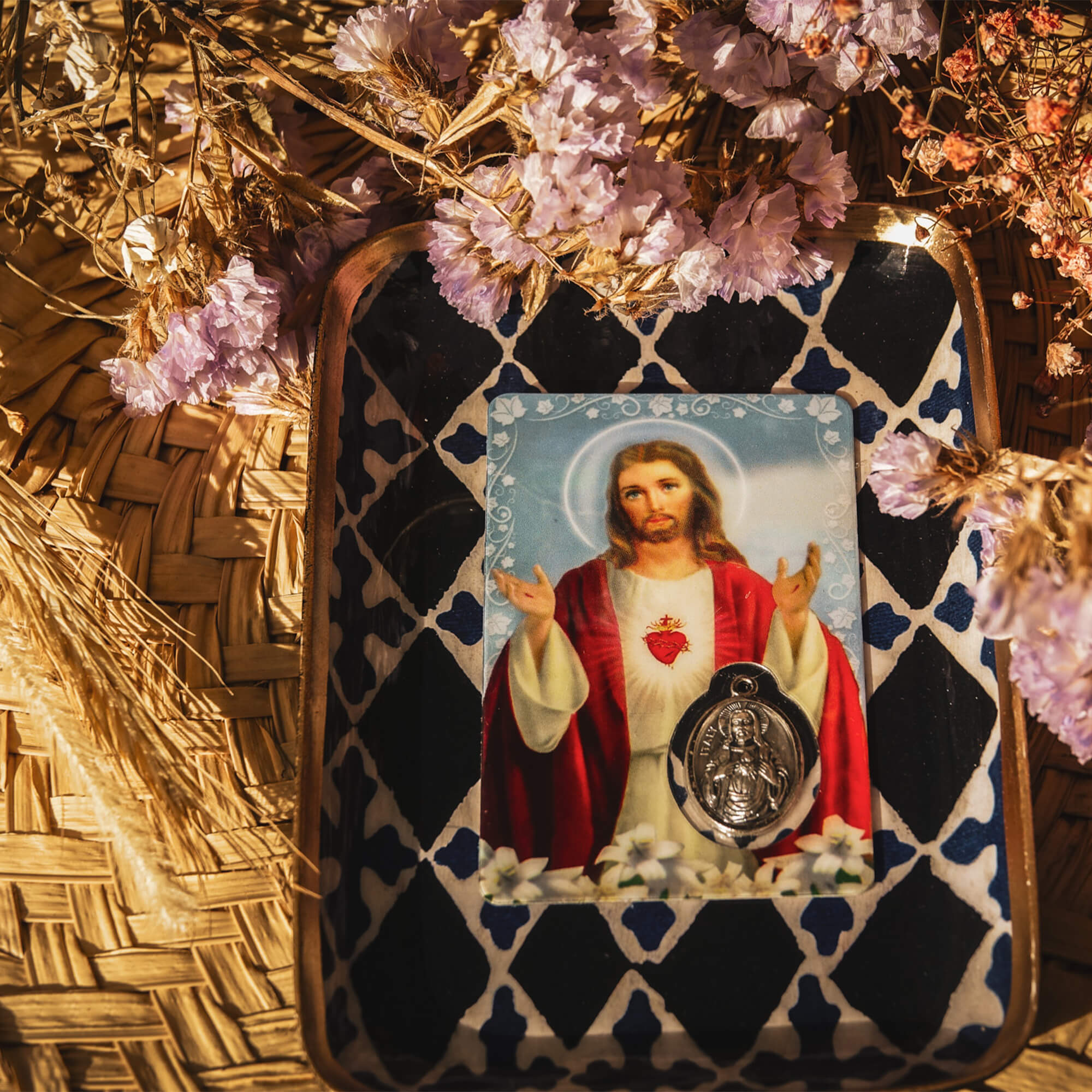 Un cadeau chrétien pour vous apprendre à prier avec cette Carte médaille - Sacré-Cœur de Jésus
