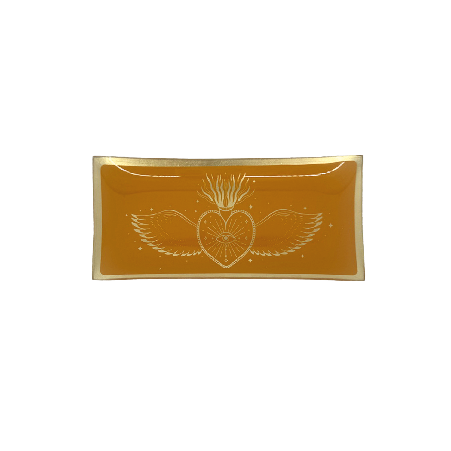 Plateau Ex-voto rectangle brun orange L21,2 P10,2 H1,2cm