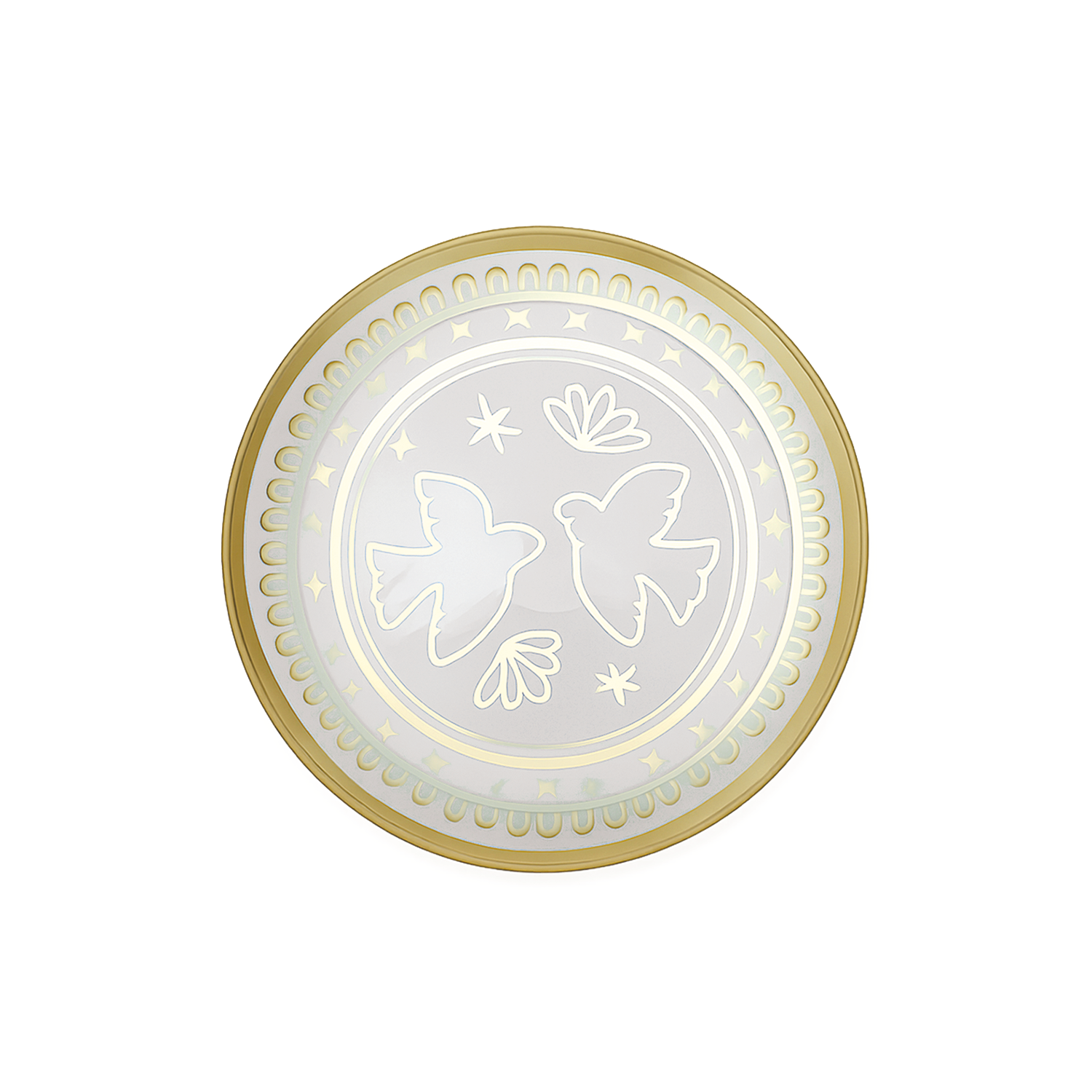 Assiette amour colombe doré en verre pm D15 H1,2cm