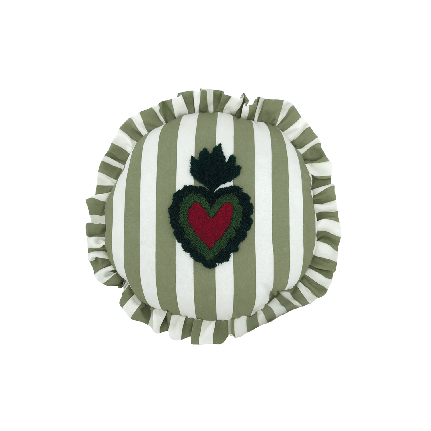 Coussin trattoria cœur kaki D42cm
