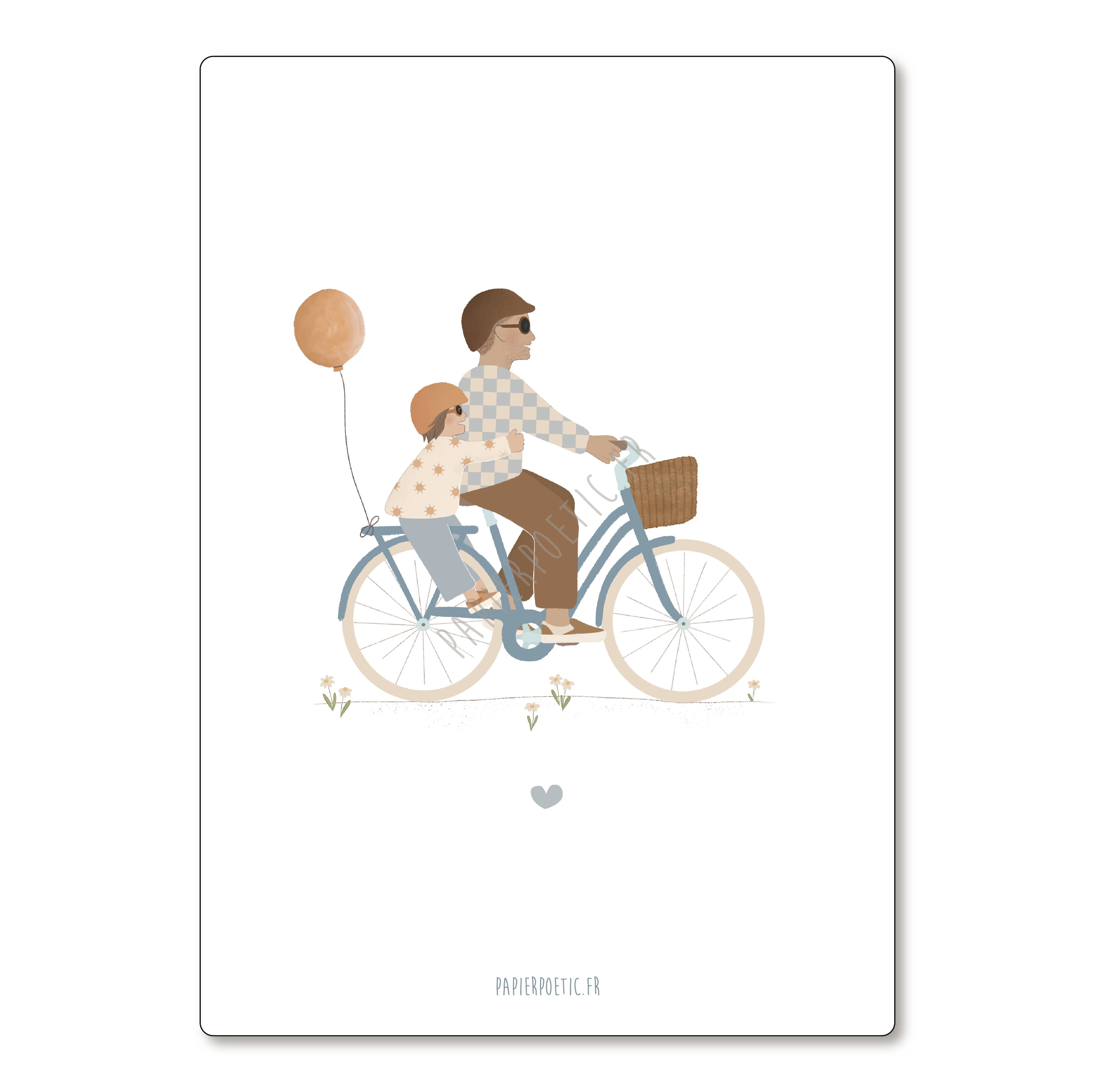 Carte Postale / Card "En vélo Papa"