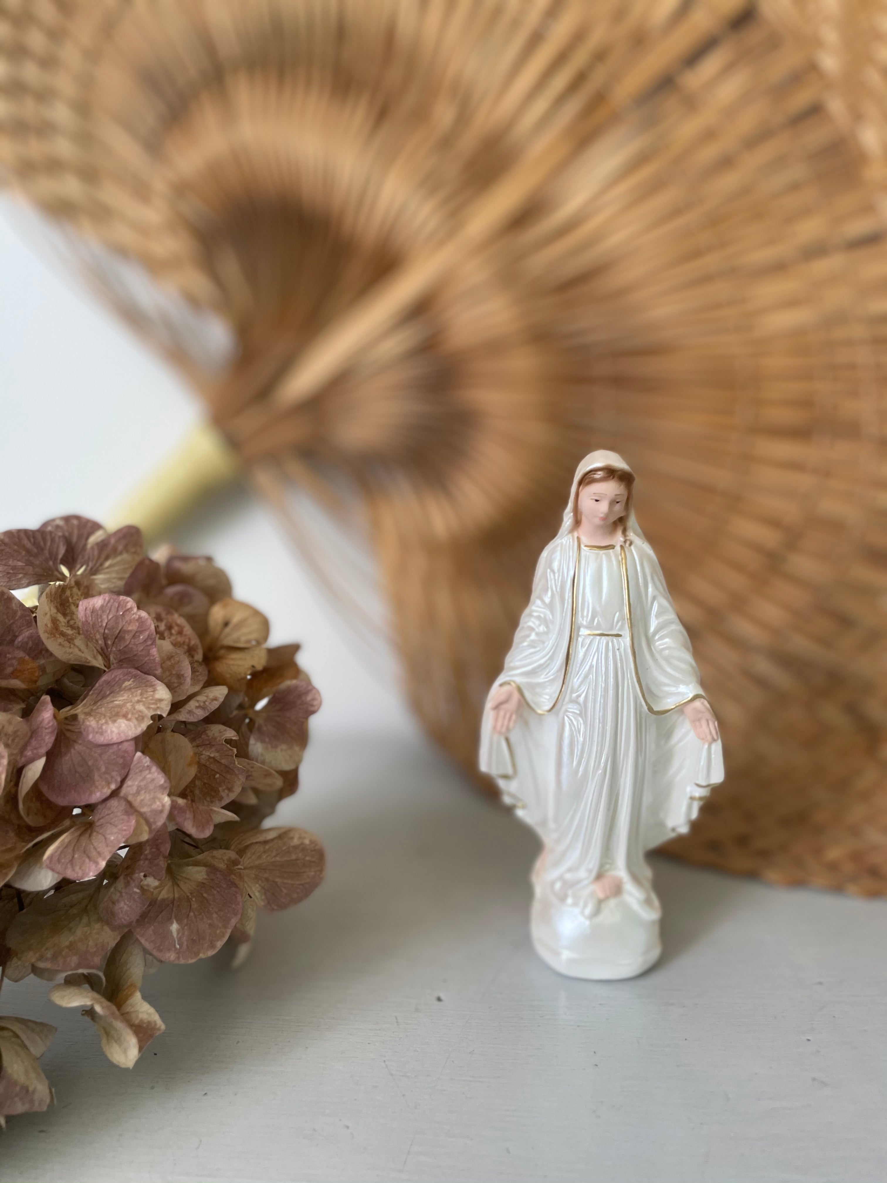 Statue Vierge miraculeuse blanc nacré